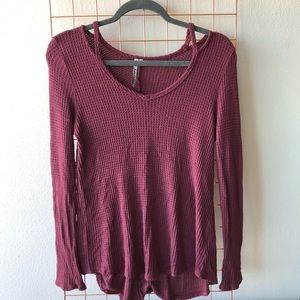 Lovemarks | Deep Rose Waffle-Knit Sweater